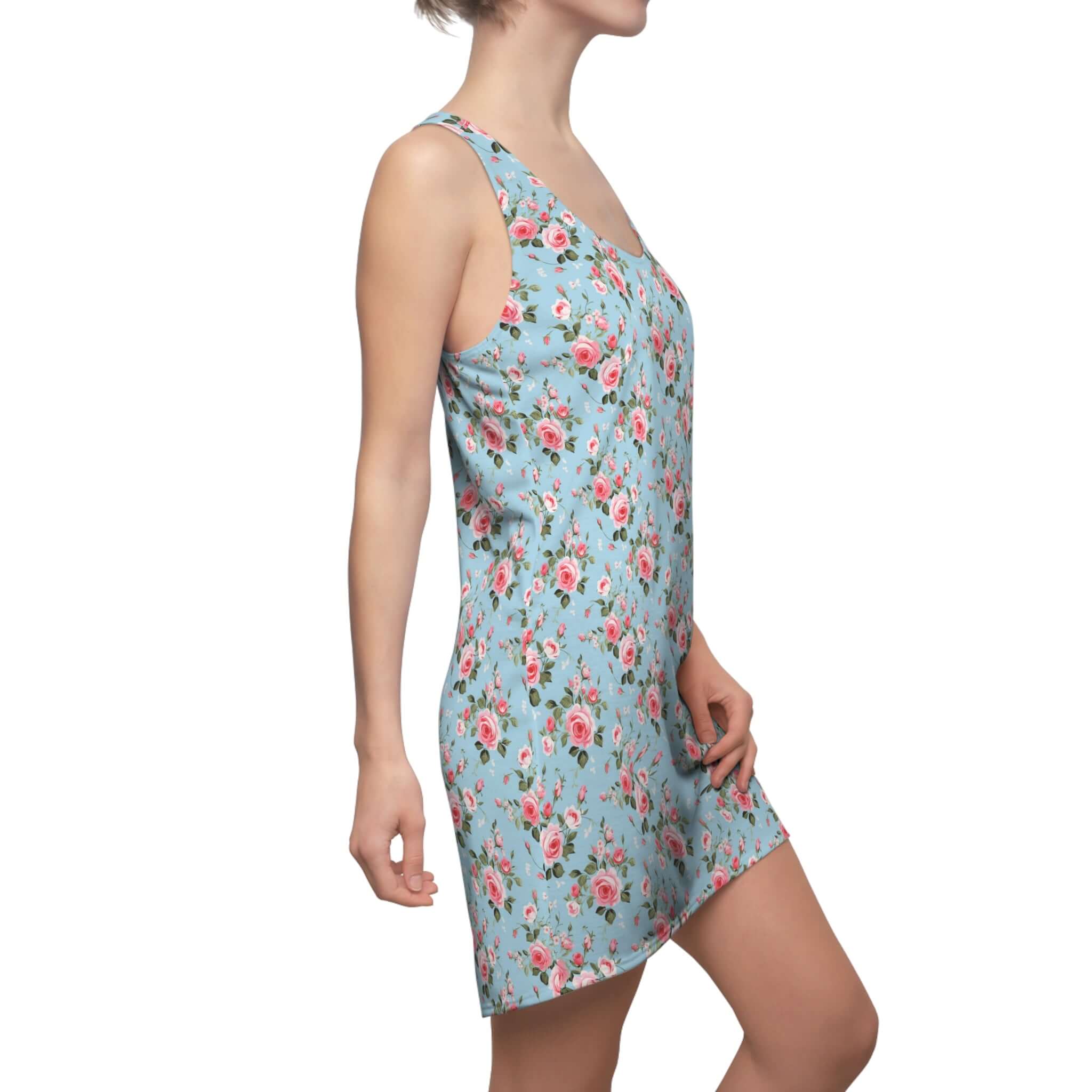 Whimsical Rose: Women's Racerback Sleeveless AOP Dress