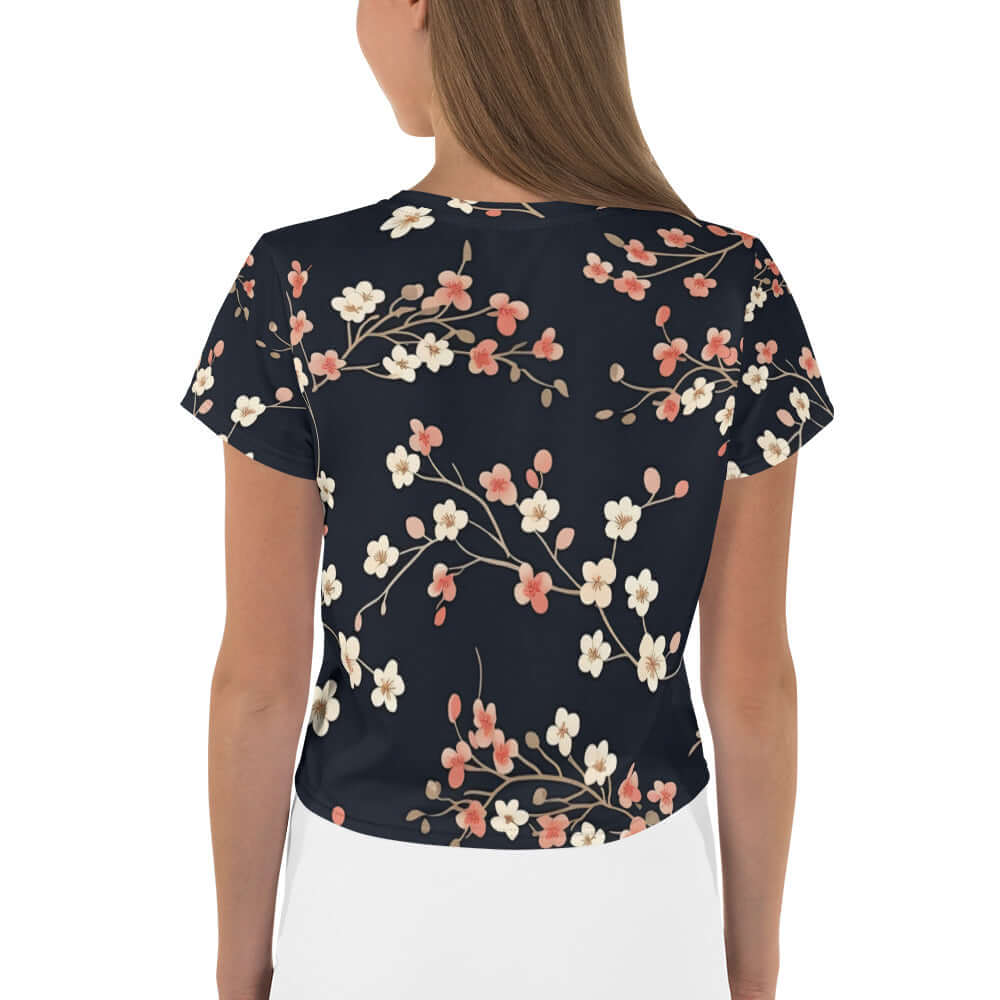 Chic Floral Bliss - Women's AOP Crop Tee | StylzHub