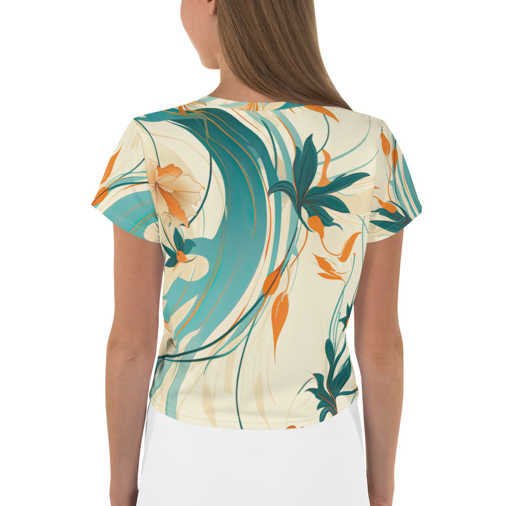 Trendy Blossom Appeal - Women's AOP Crop Tee - StylzHub