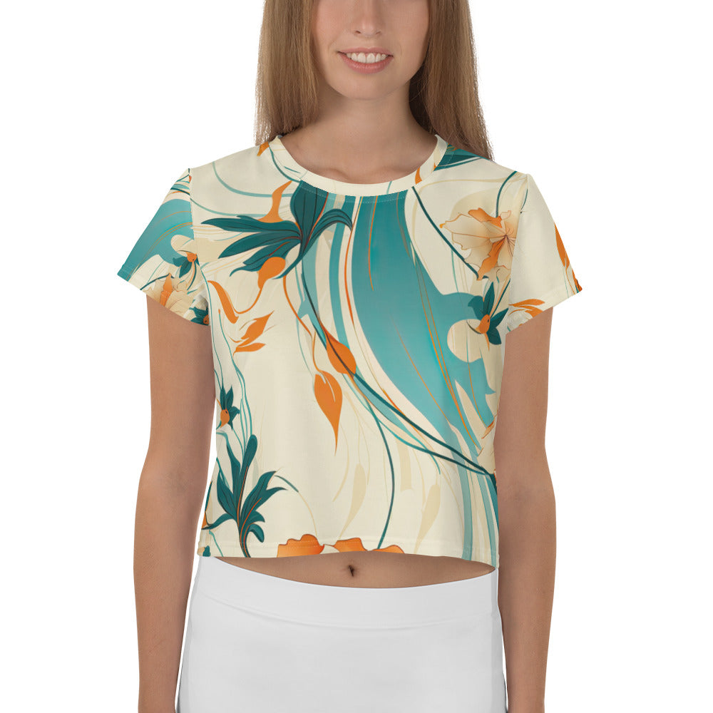 Trendy Blossom Appeal - Women's AOP Crop Tee - StylzHub