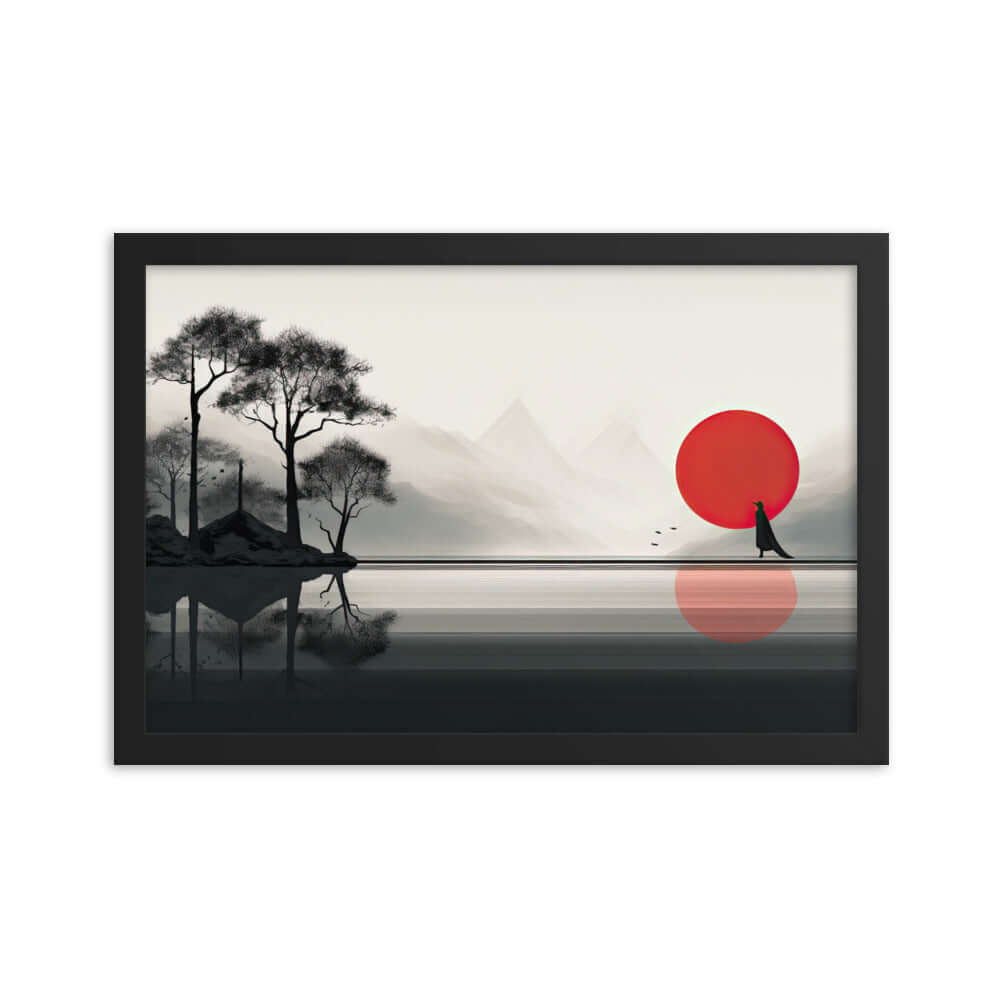 Enhanced Matted Paper Framed Poster of an artistic Sunset