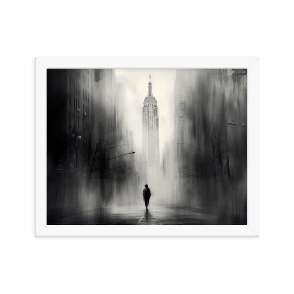 Matted Paper Framed poster of Manhattan street