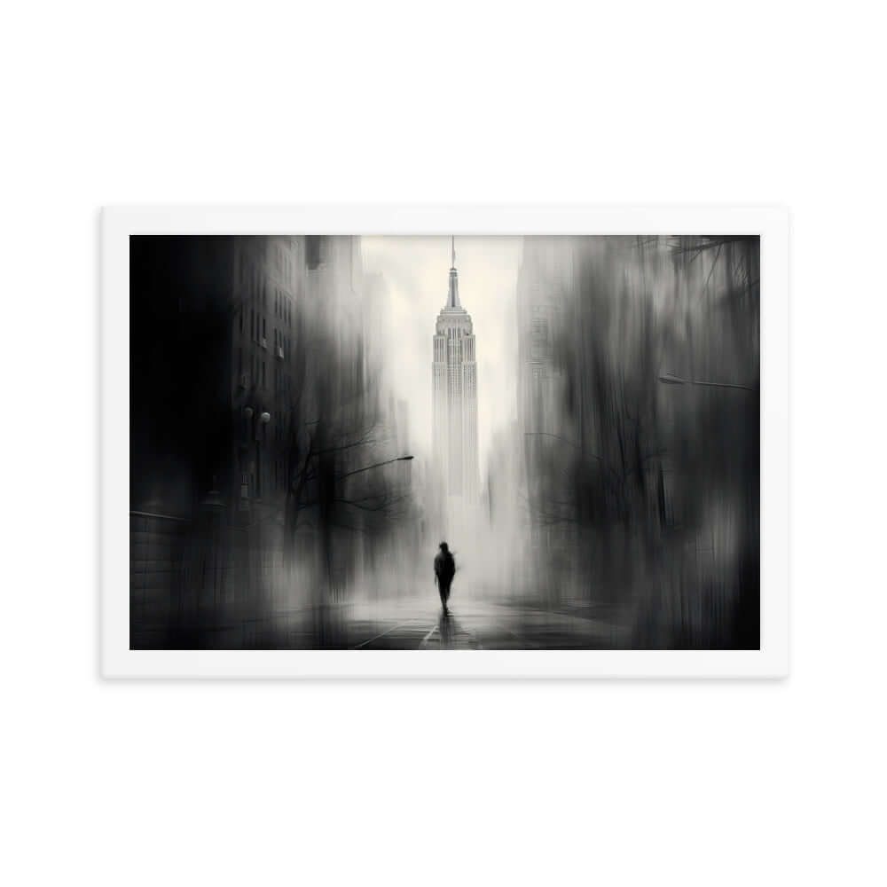 Matted Paper Framed poster of Manhattan street