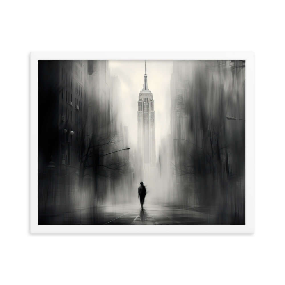 Matted Paper Framed poster of Manhattan street