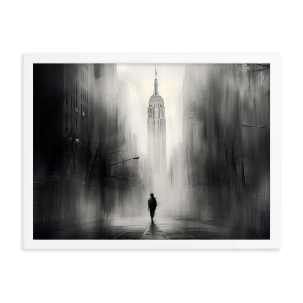 Matted Paper Framed poster of Manhattan street