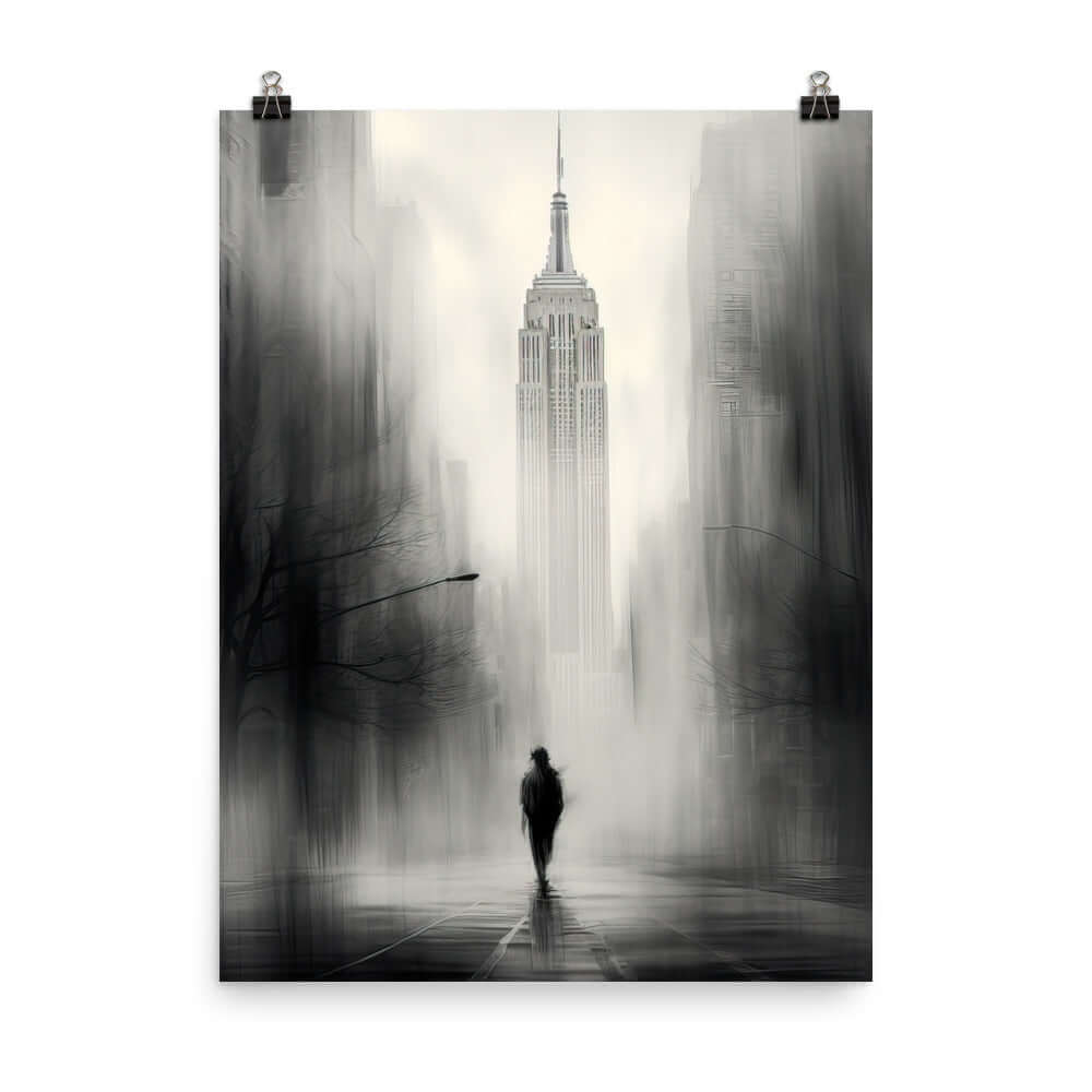 Enhanced Matted Paper Poster of Manhattan street