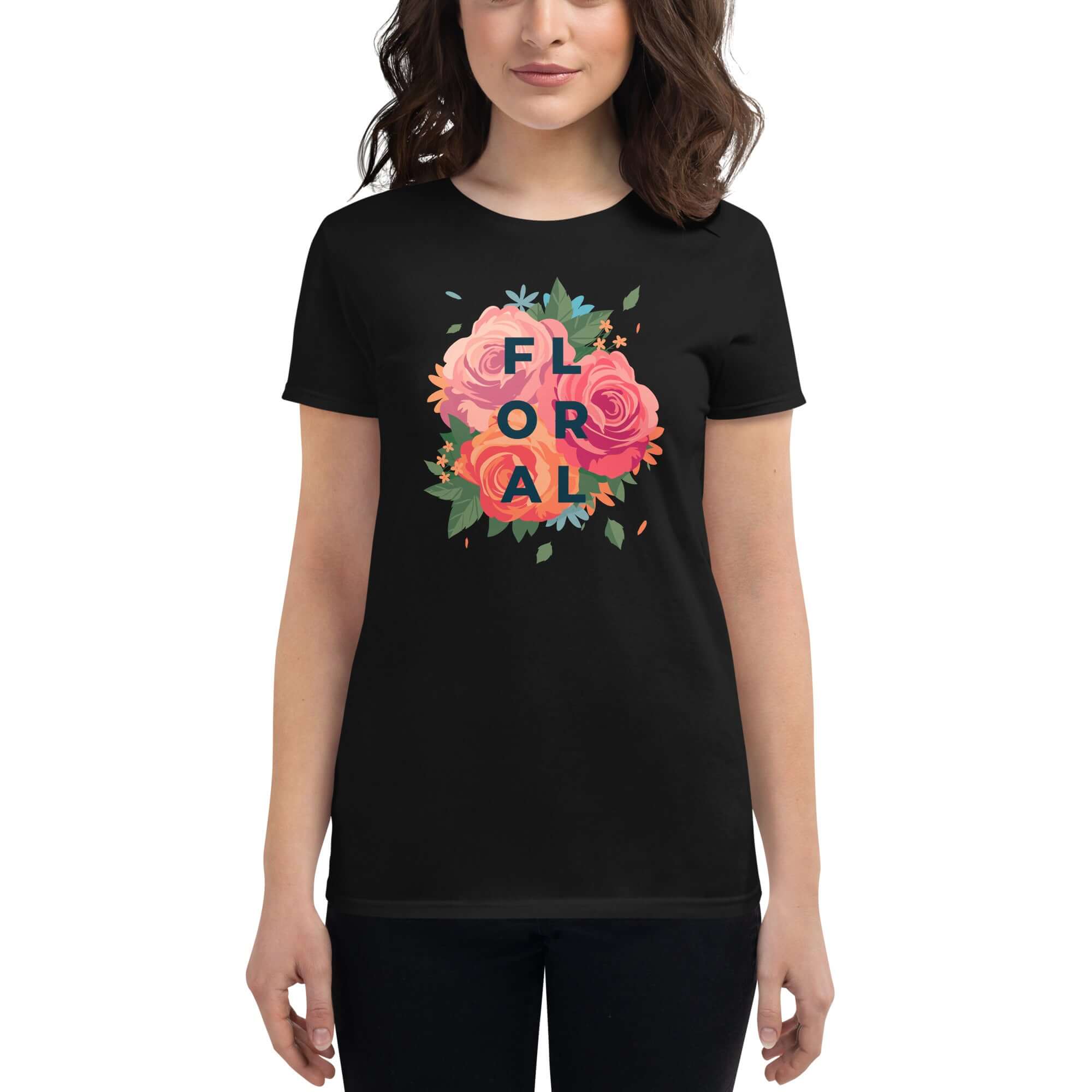 Women's short sleeve t-shirt with a blissful floral print