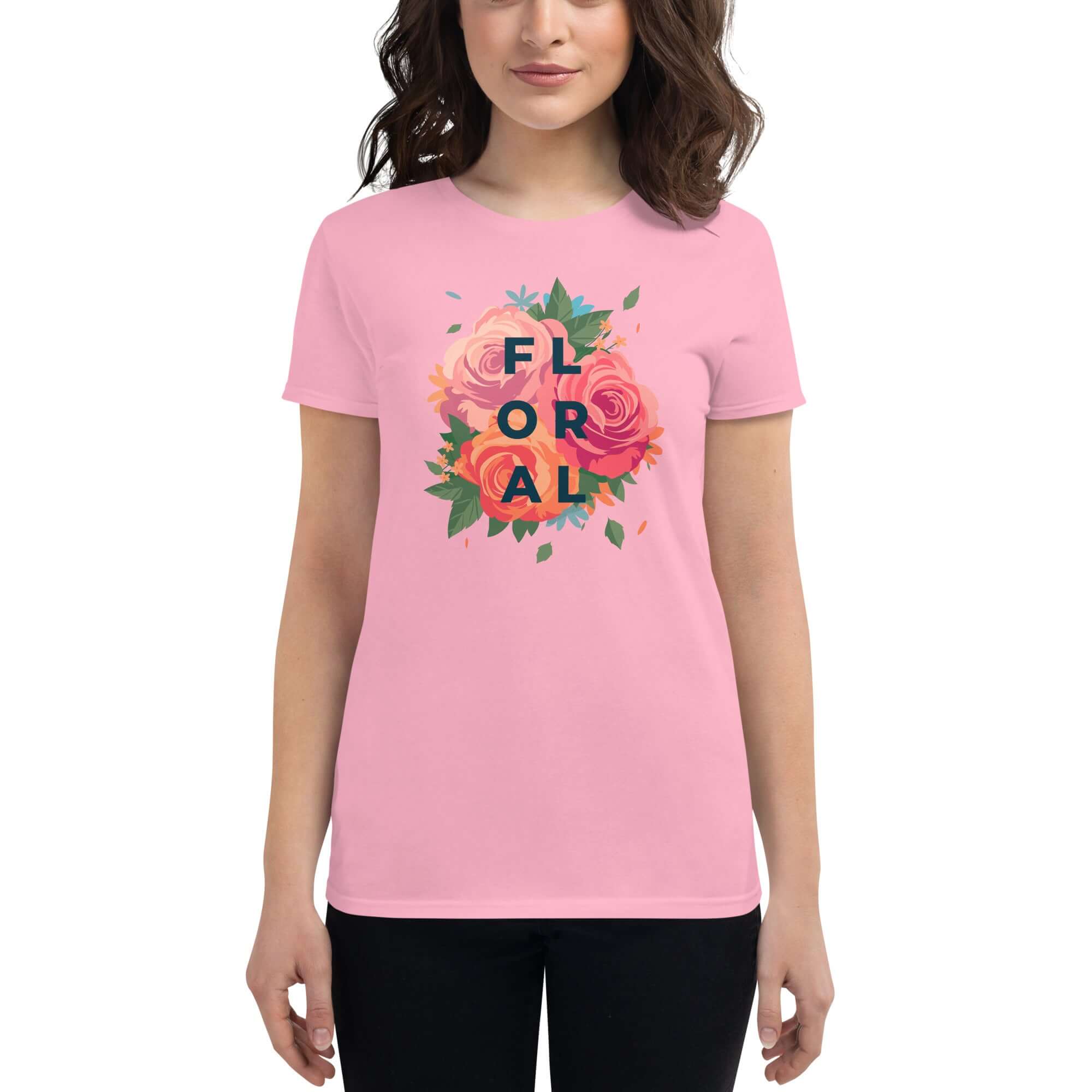 Women's short sleeve t-shirt with a blissful floral print