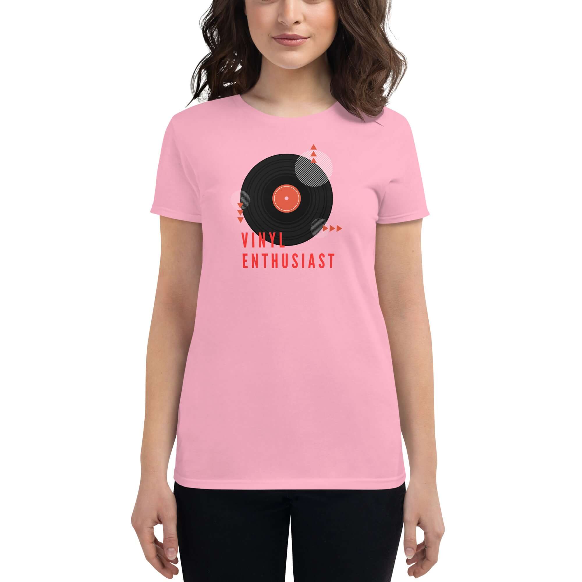 Women's short sleeve t-shirt for a vinyl enthusiasts