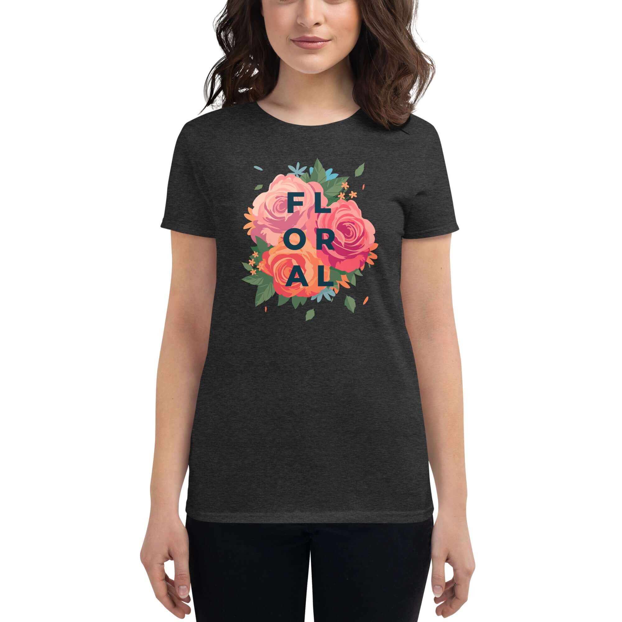 Women's short sleeve t-shirt with a blissful floral print