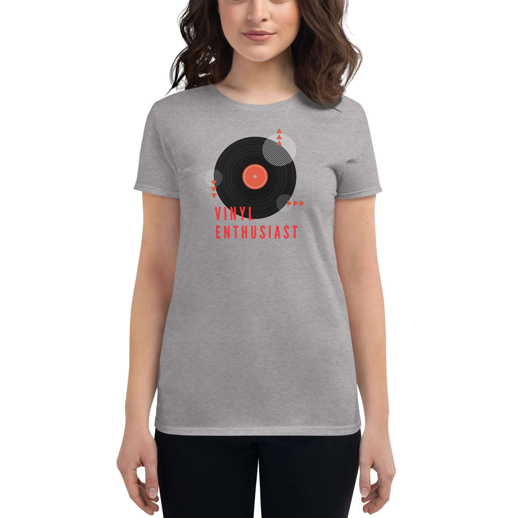 Women's short sleeve t-shirt for a vinyl enthusiasts