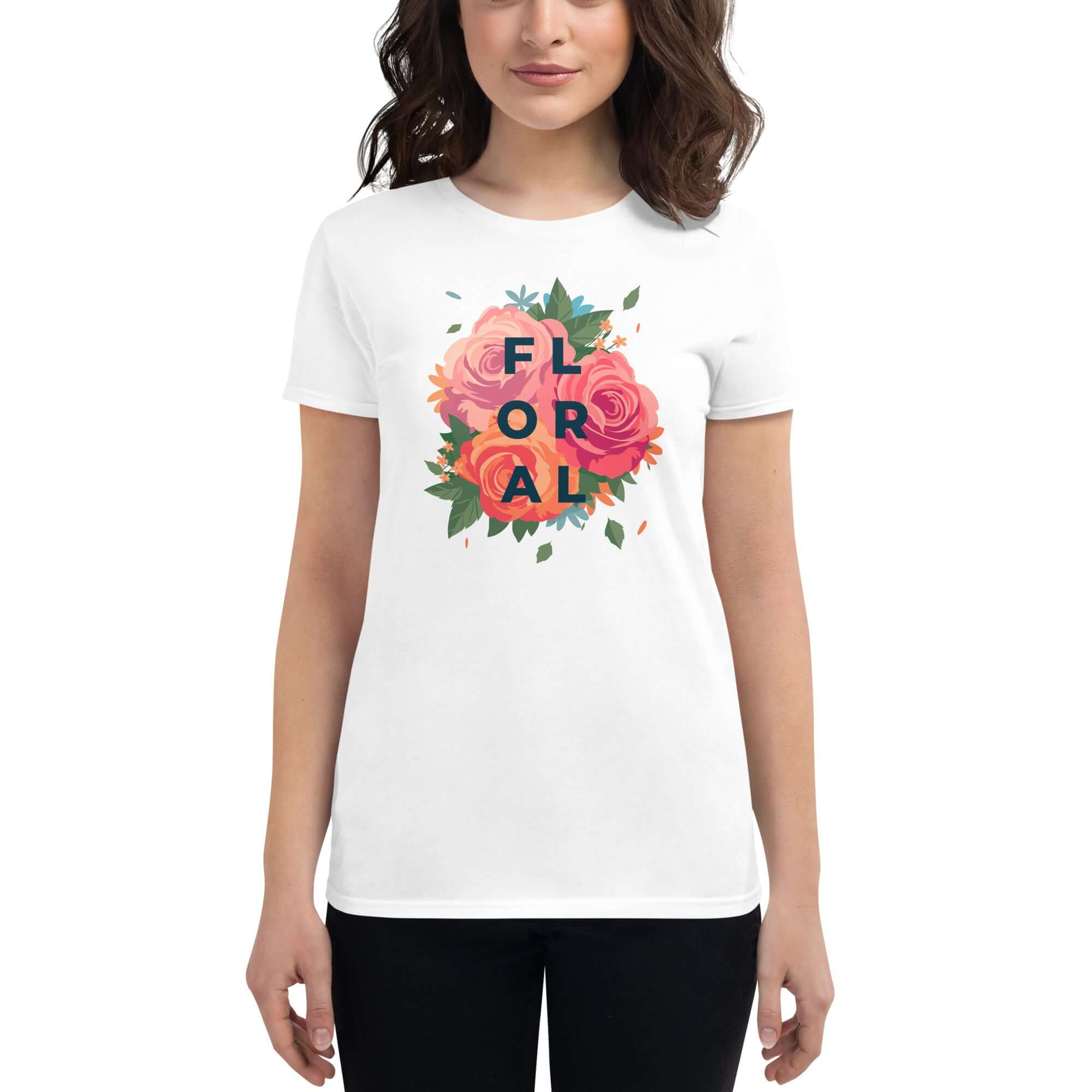 Women's short sleeve t-shirt with a blissful floral print